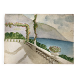 Watercolor seaside landscape recto/verso