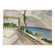 Watercolor seaside landscape recto/verso