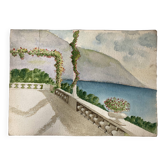 Watercolor seaside landscape recto/verso