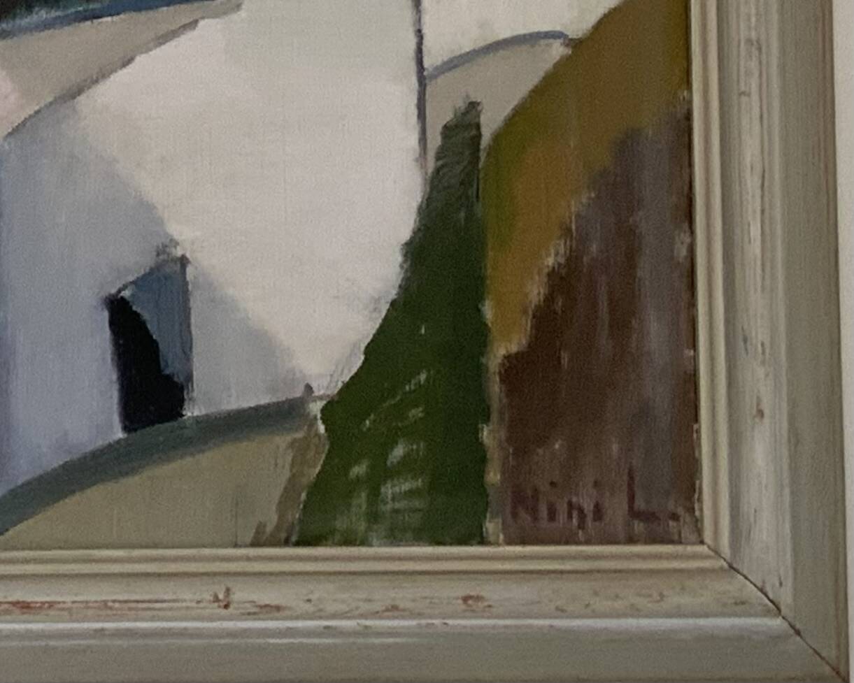 Vintage Modernists Oil On Canvas Landscape Painting by Nini Landgren 1950s