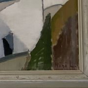 Vintage Modernists Oil On Canvas Landscape Painting by Nini Landgren 1950s