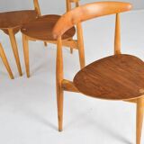 FH4103 Heart dining chairs by Hans Wegner for Fritz Hansen, Denmark 1950s