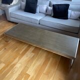 Table basse 160x60 en bois laqué avec entourage inox