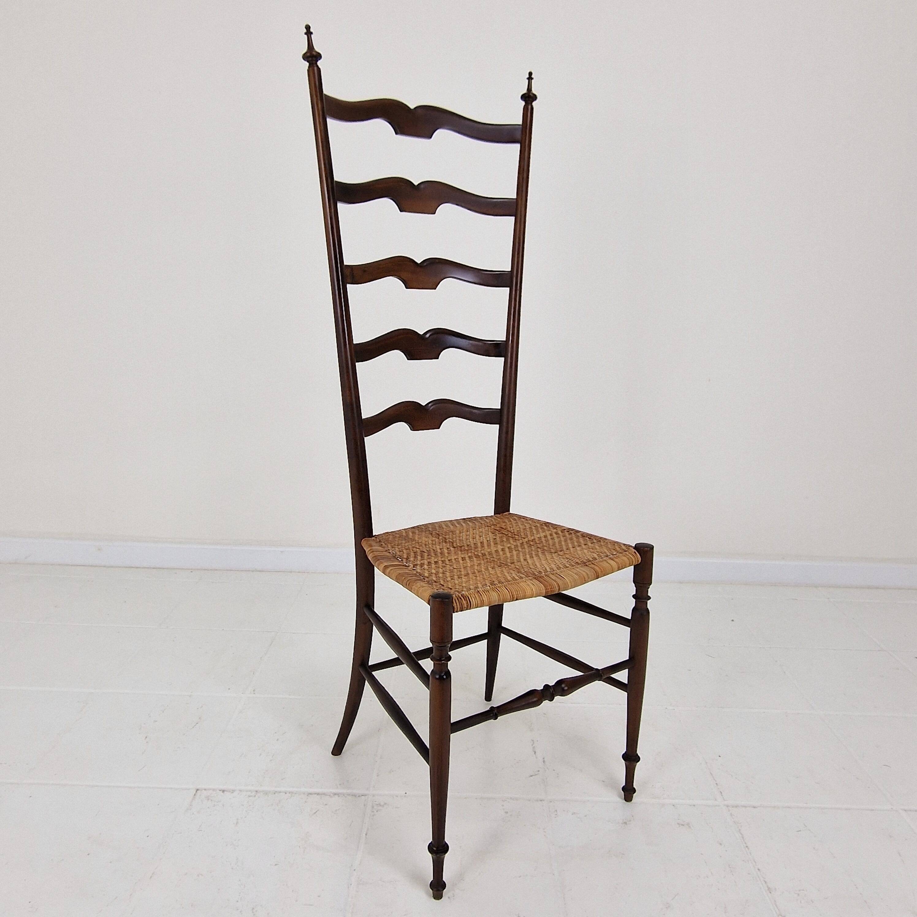 Mid Century High Back Chiavari Ladder Chair, Italy 1950's