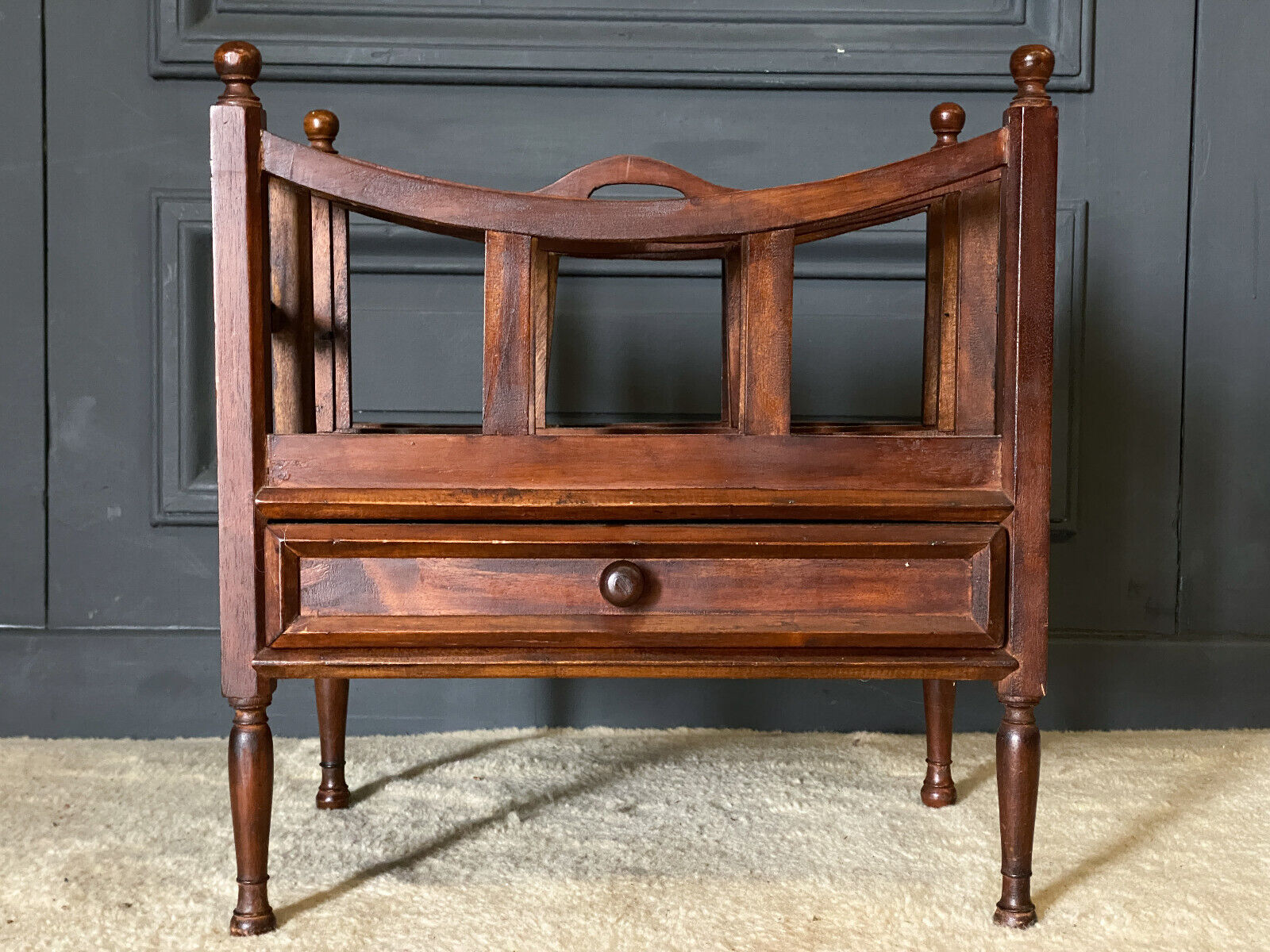 English mahogany magazine holder 1 drawer Mid-twentieth