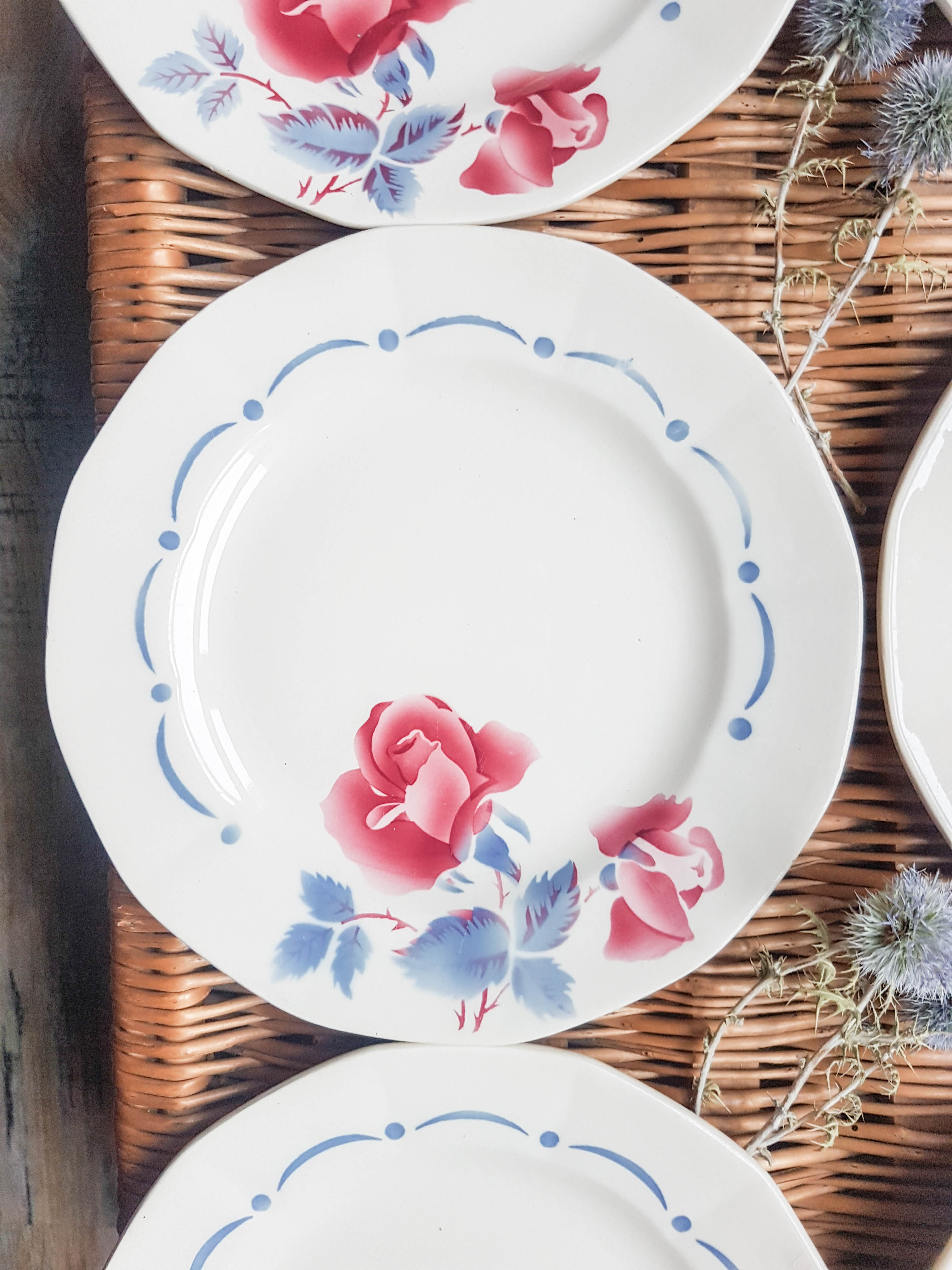 Lot of 6 dessert plates "boulogne" Digoin Sarreguemines