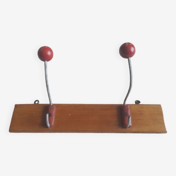 Coat hook 2 branches red balls 60' vintage