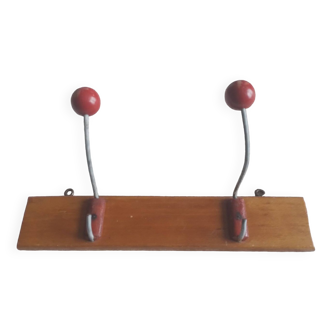 Coat hook 2 branches red balls 60' vintage