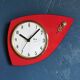 Vintage formica clock silent wall clock asymmetrical "Flash transistor red flower"