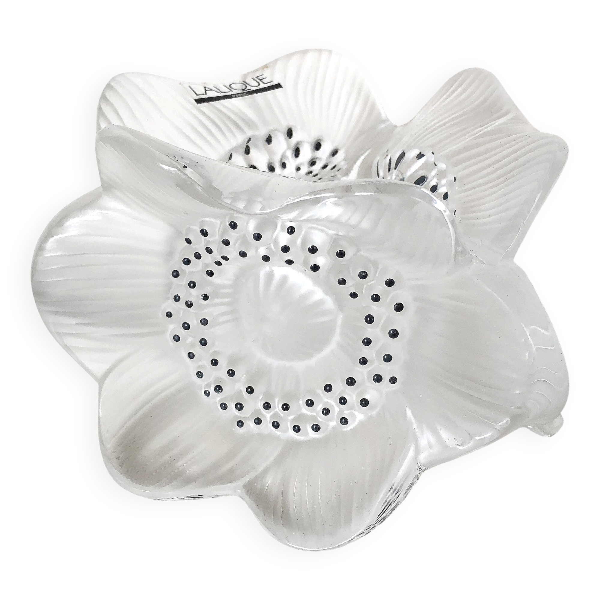 Crystal candlestick LALIQUE, three anemone flowers