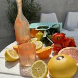 Carafe en verre craquelé et deux verres - Artisanat tunisien