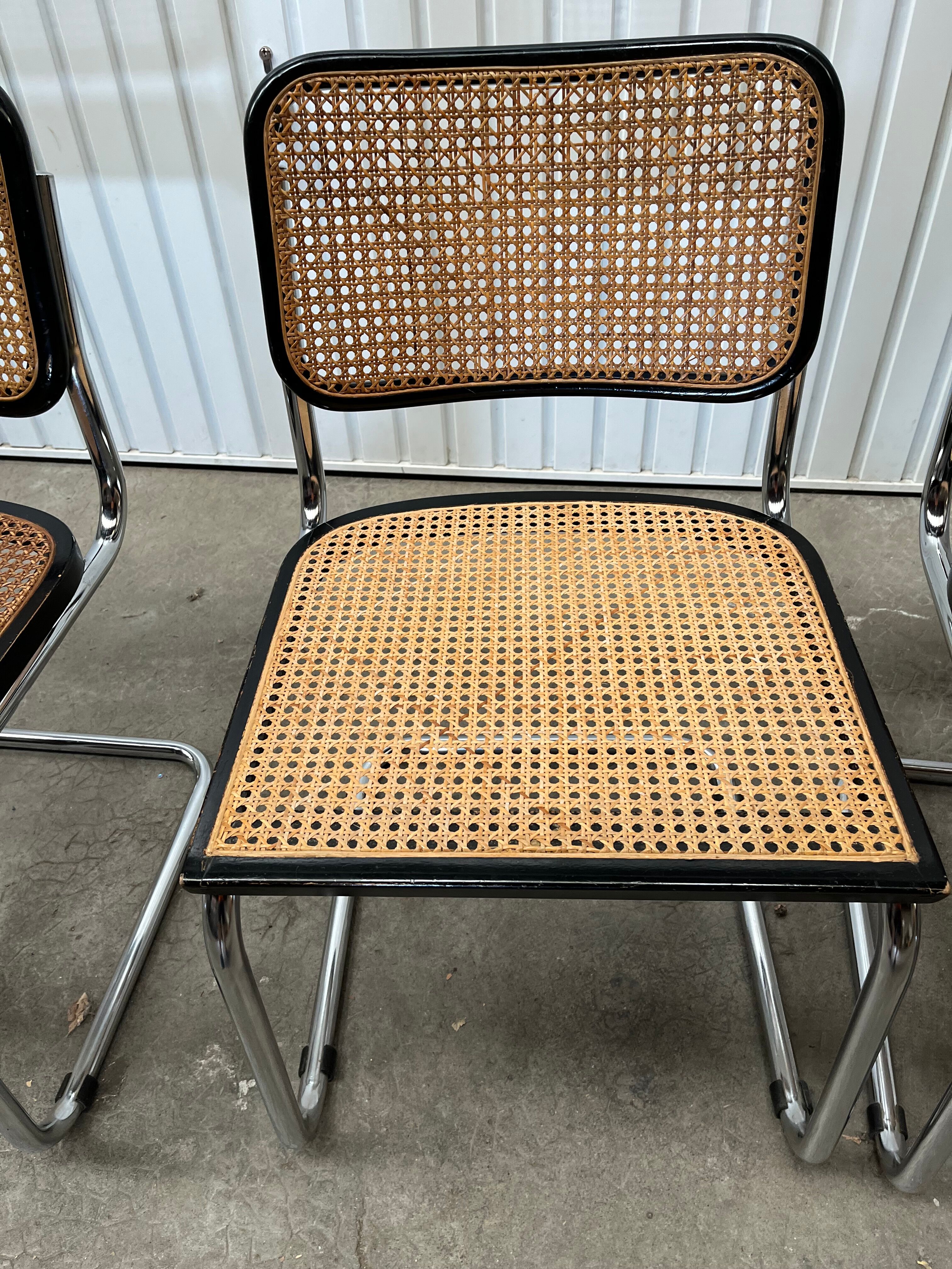 Serie of 4 Cesca B32 chairs by Marcel Breuer