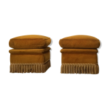 Pair of ottomans with velvet fringes