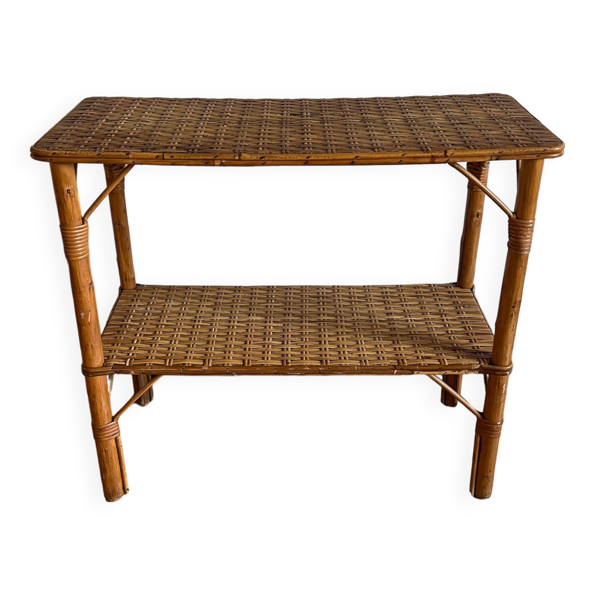 Vintage rattan shelf, console