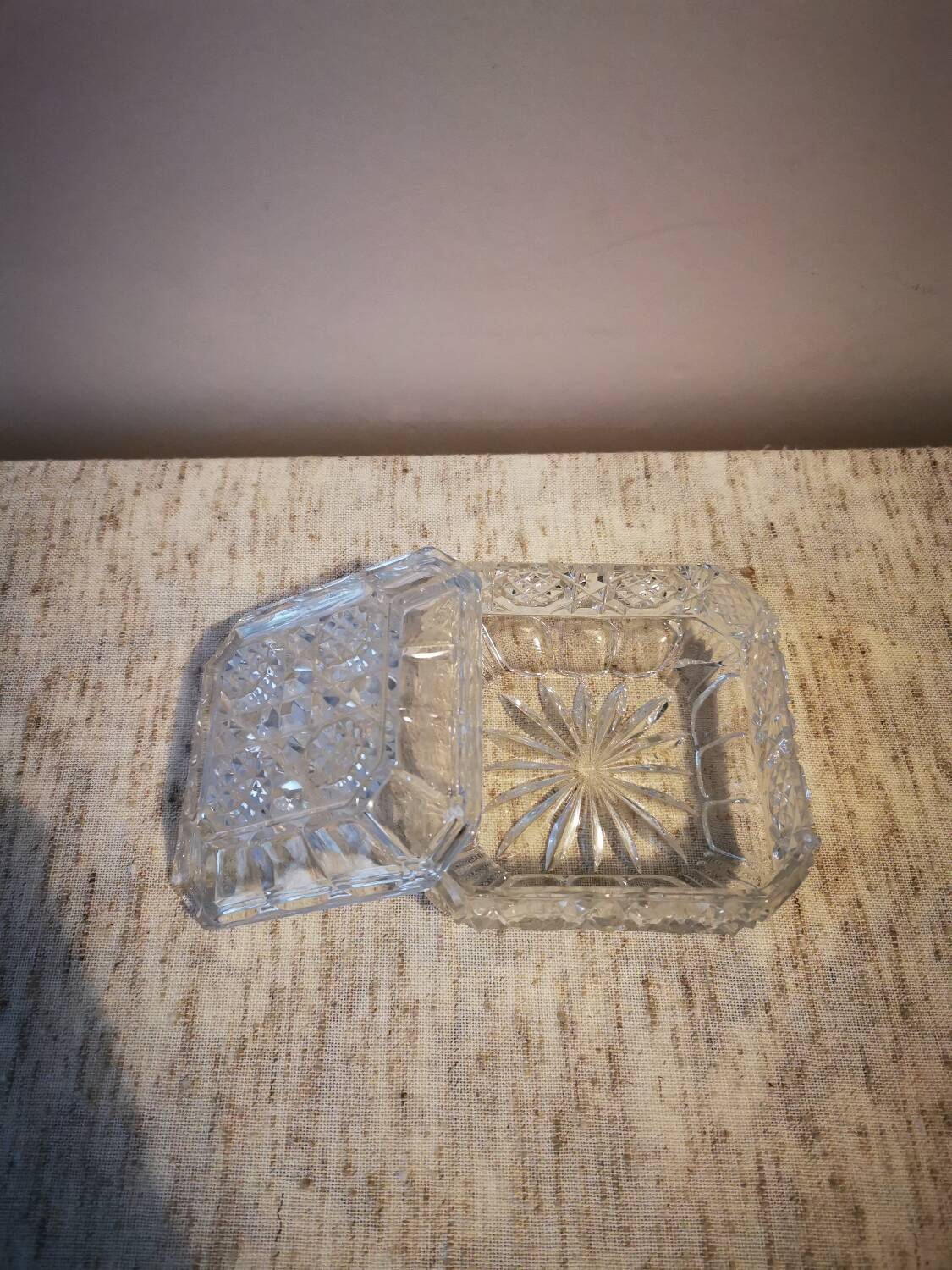 Vintage glass and crystal jewelry box