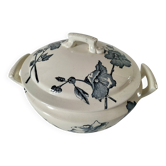 Soupière Aux Lions de Faïence – Roses trémières bleu-gris 1890-1920