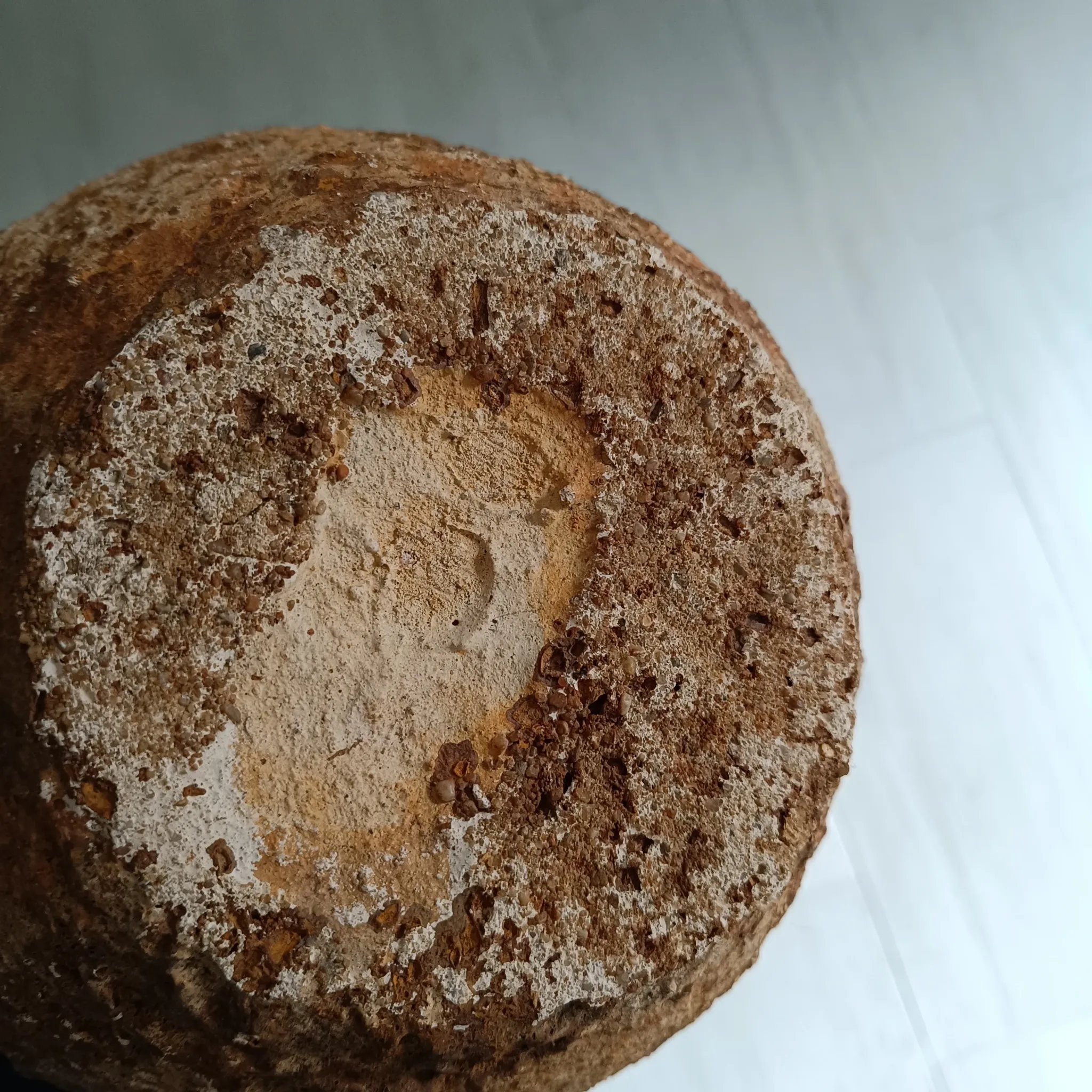 Textured terracotta vase in wabi-sabi style