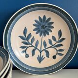 Set of 6 Longchamp blue flower soup plates