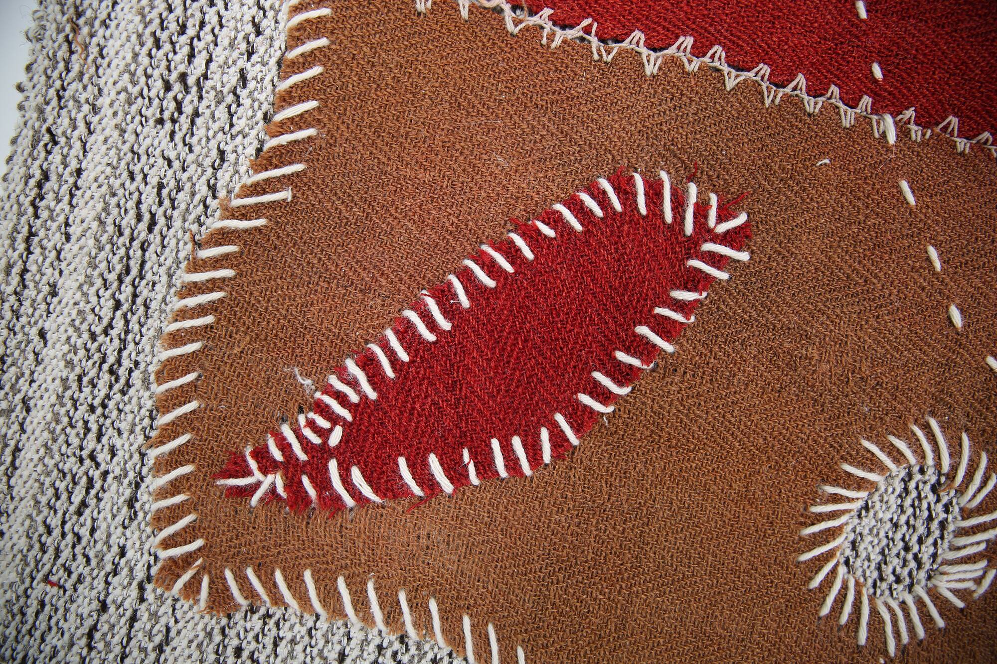 Burgundy Textile Wall Hanging, Handmade Tapestry Rug