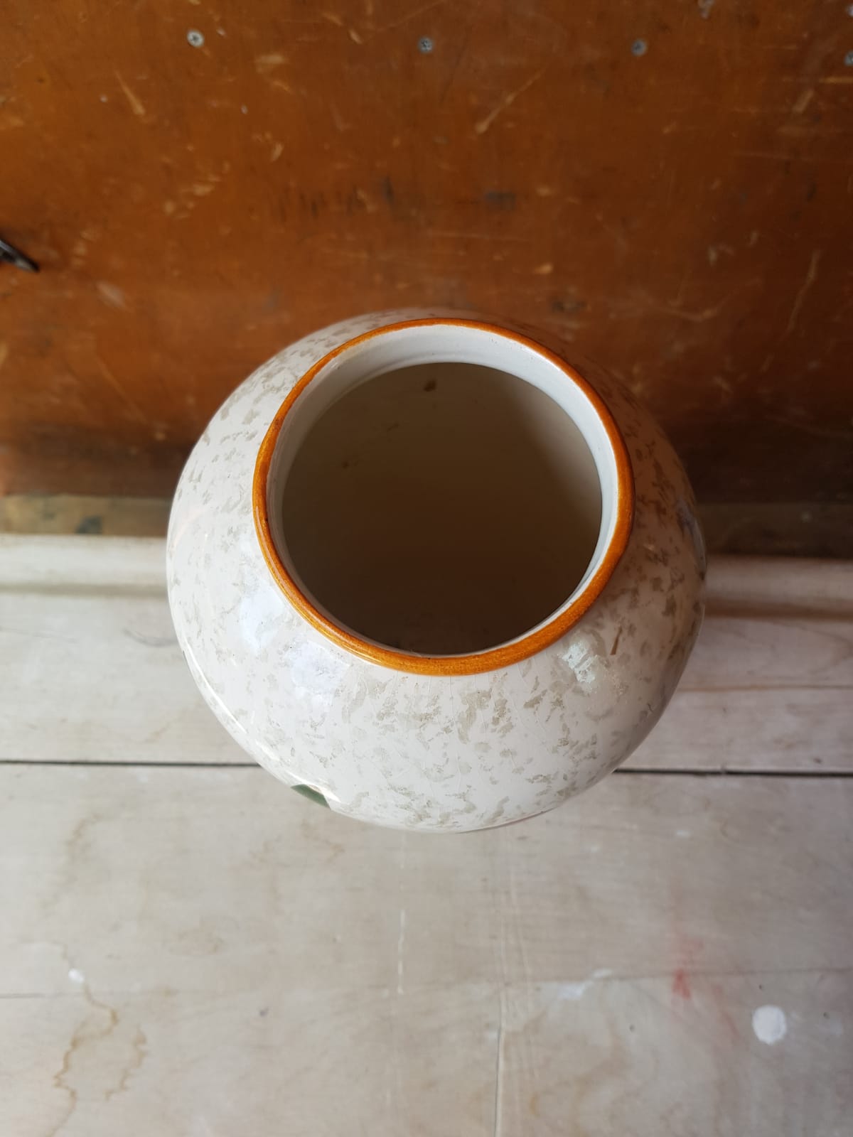 Ancien vase céramique décor de fleurs années 70 vintage