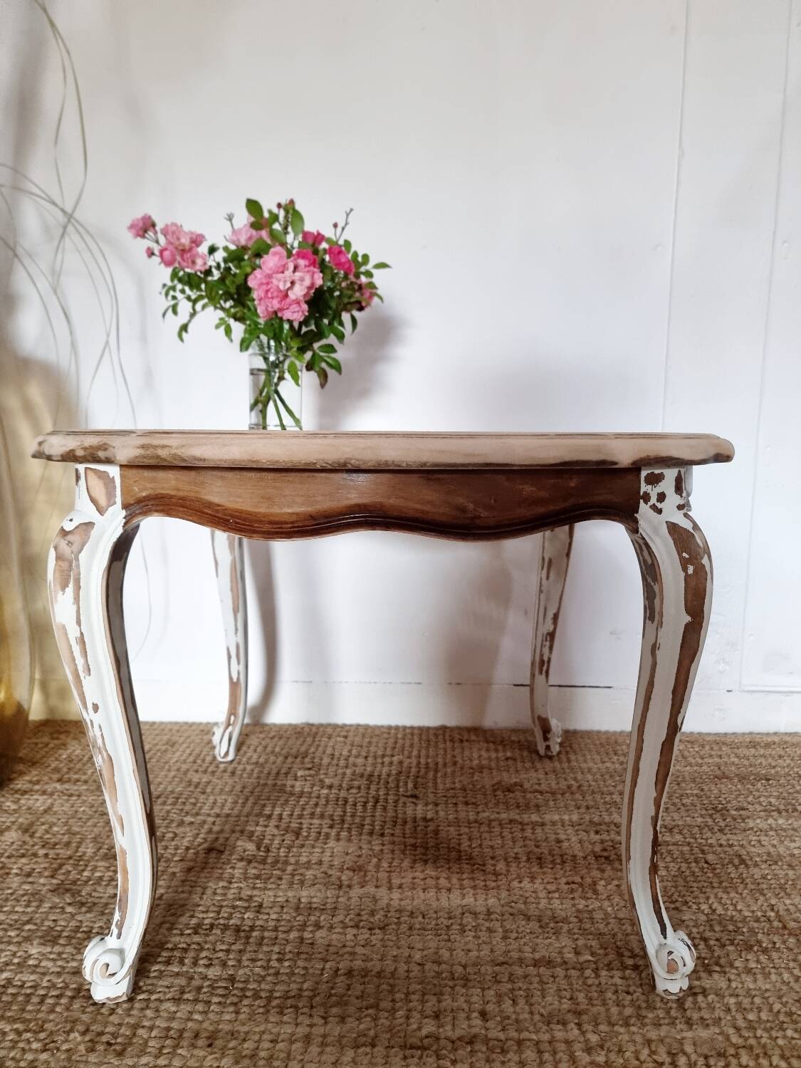 Round cane coffee table
