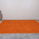 Handmade traditional natural wool rug in orange, size 1.5/2.5 m.