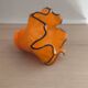 Pair of orange glass tulips with black trim, vintage 70s.