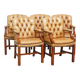Set of 5 beautiful and luxurious cowhide Chesterfield dining/conference chairs in a light cognac colour
