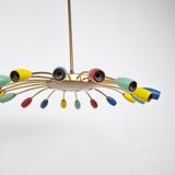 Lustre araignée en laiton XL, années 1950