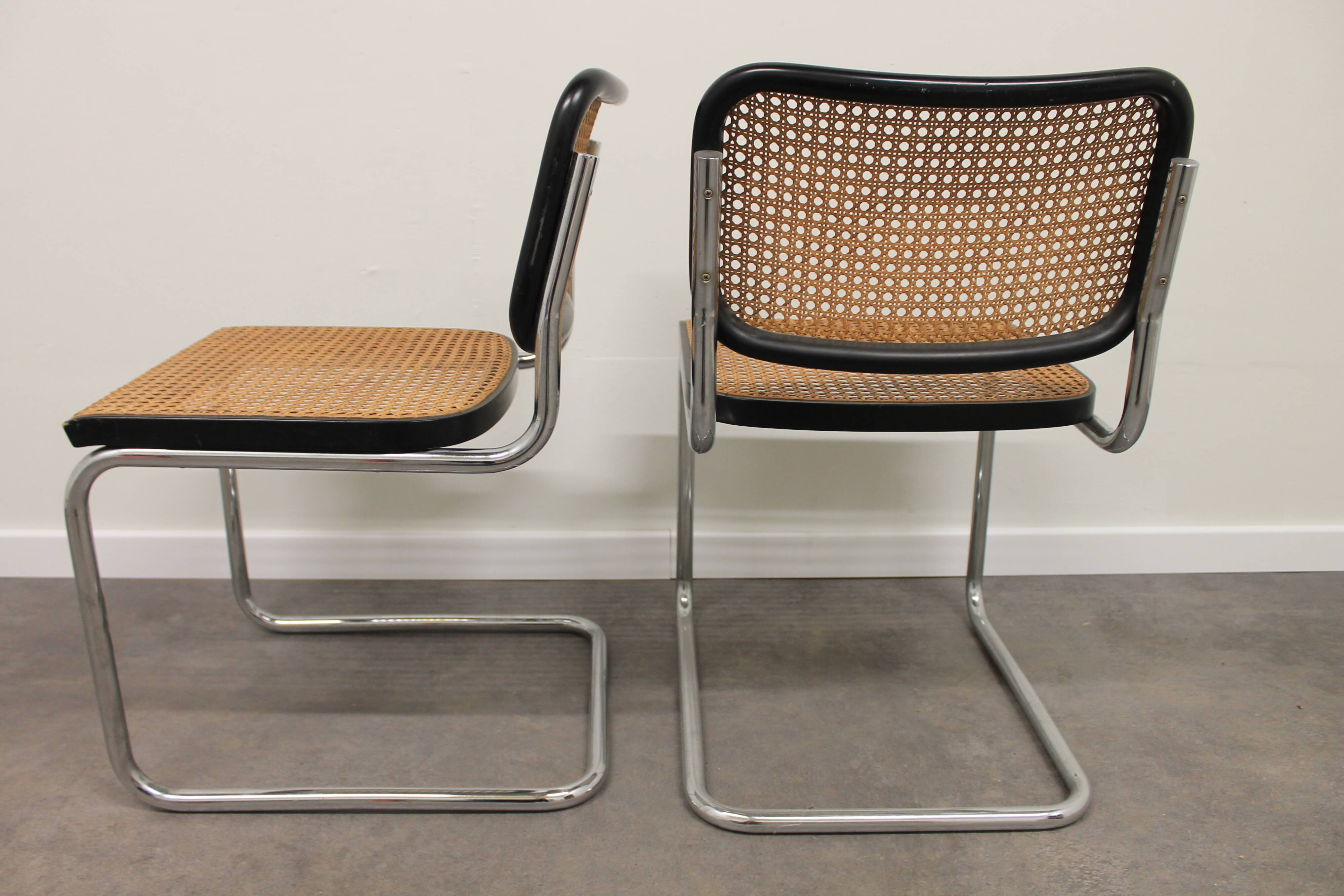 Pair of chairs B32 Cesca, by Marcel Breuer edition Gavina
