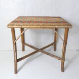 Old rattan side table