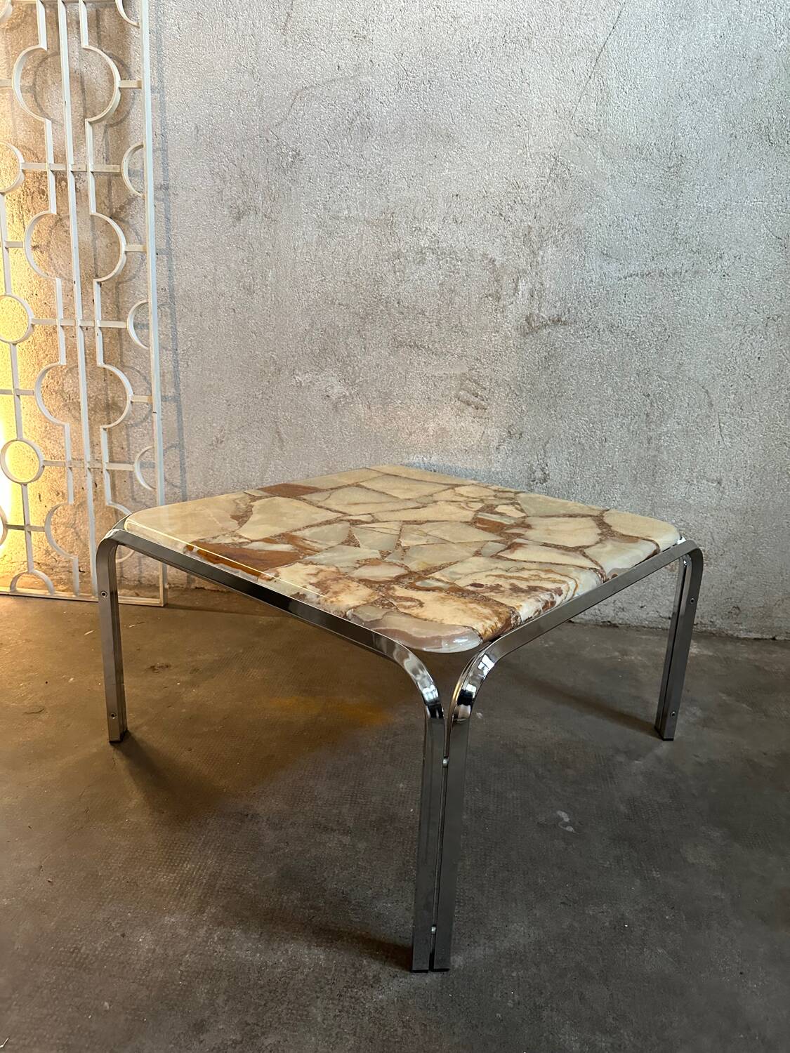 Marble and epoxy coffee table, Bauhaus style, 1960s