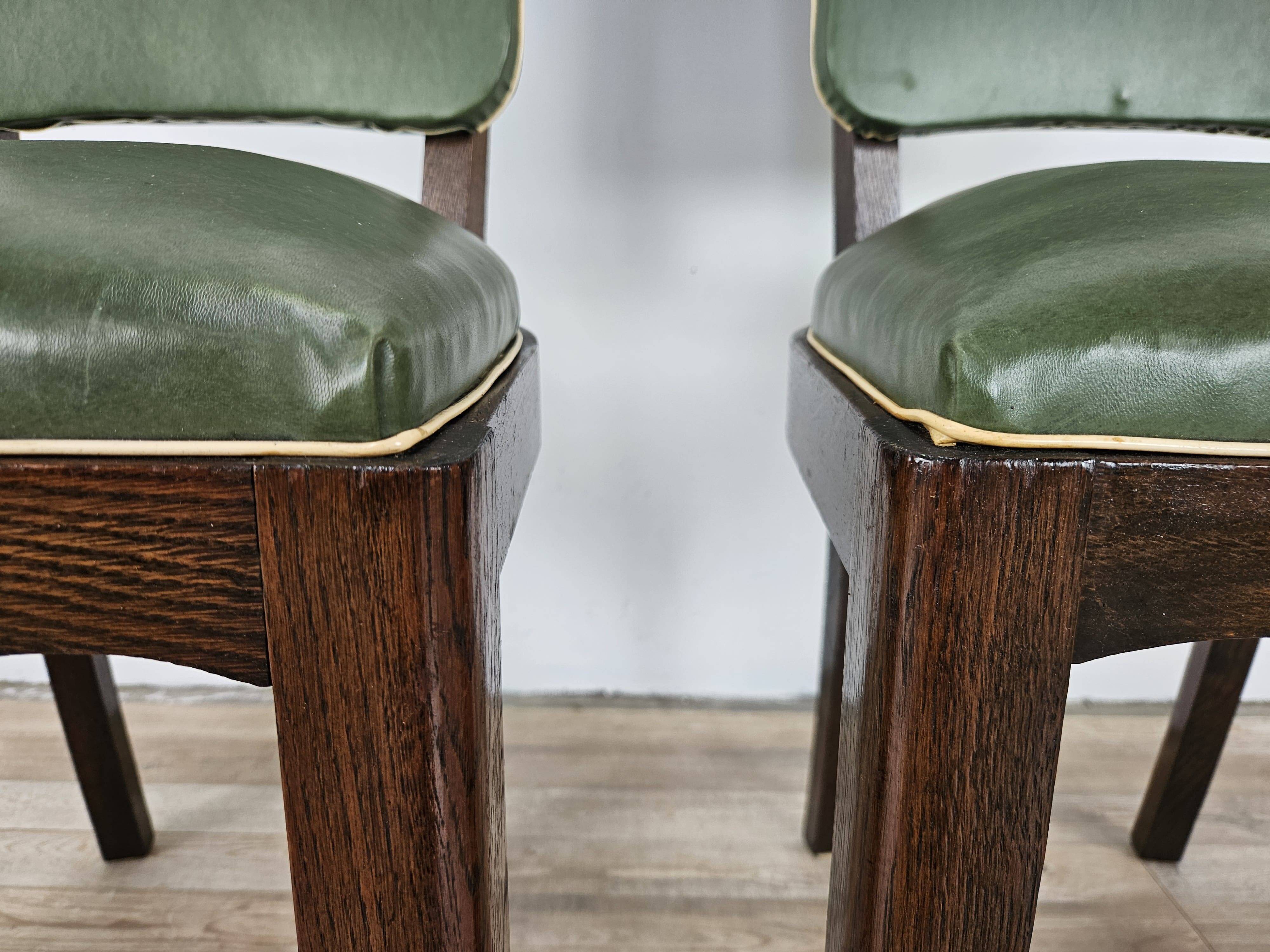 Set of 8 Art Decò oak dining chairs, 1950