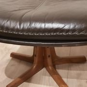 Swivel armchair with footrest, Berg Forniture, Denmark, 1970s