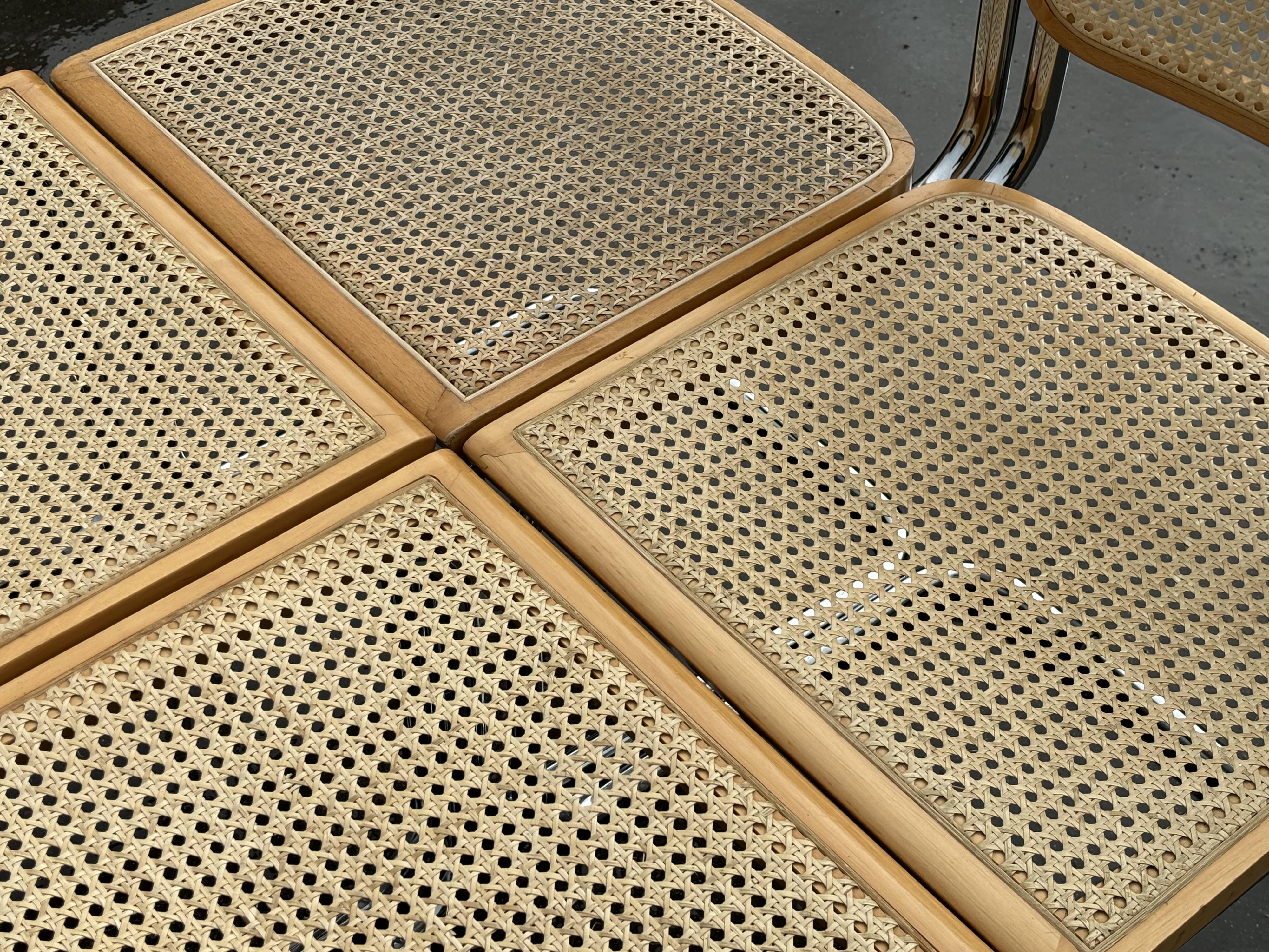 Set of 4 chairs model Cesca B32 designed by Marcel Breuer design