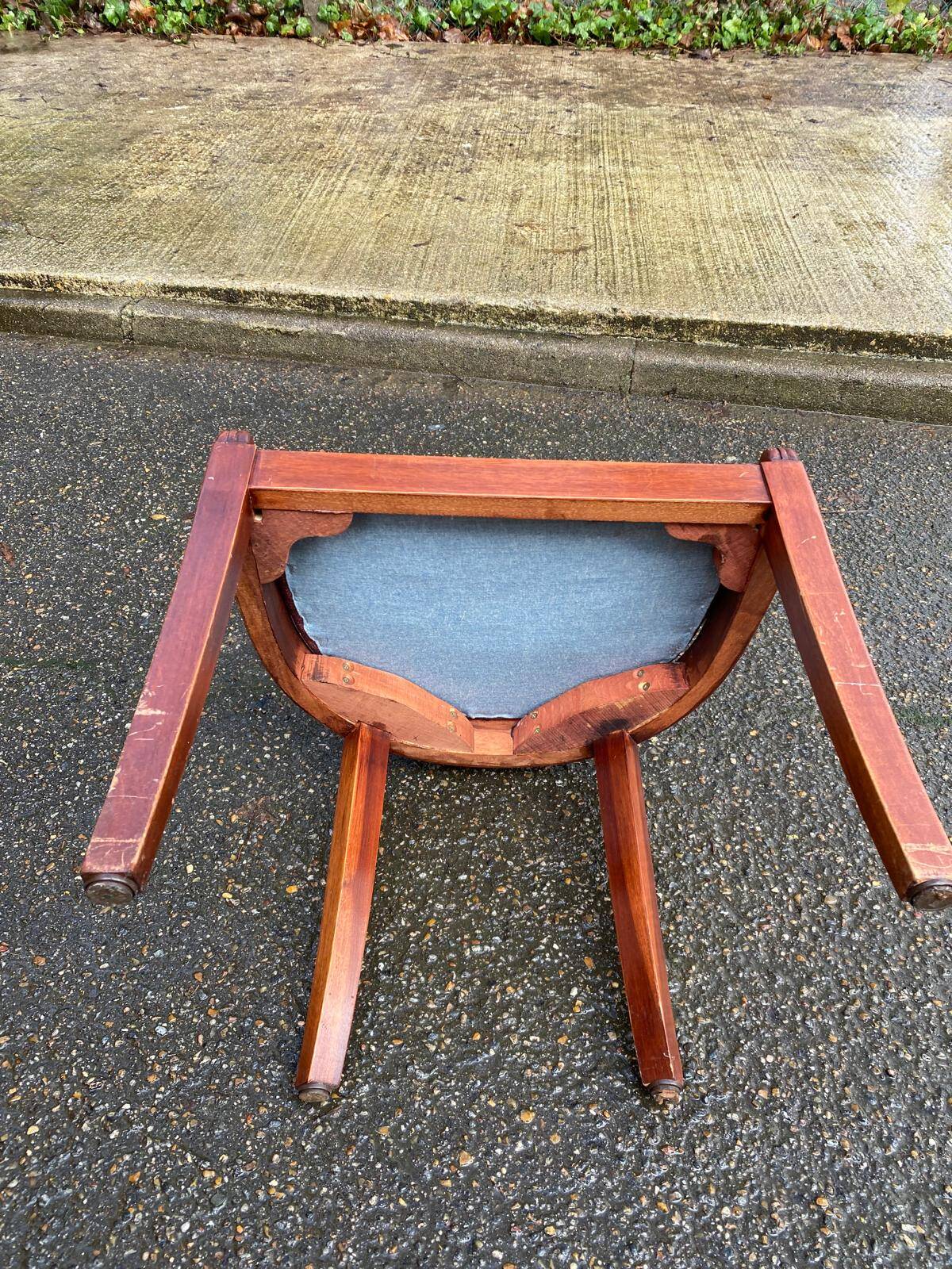 Gondola office chair in solid wood and burgundy fabric 1950