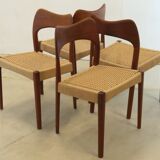 Set of 4 papercord dining chairs 'Logster' - Arne Hovmand Olsen