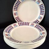 6 Assiettes plates en demi porcelaine de Badonviller