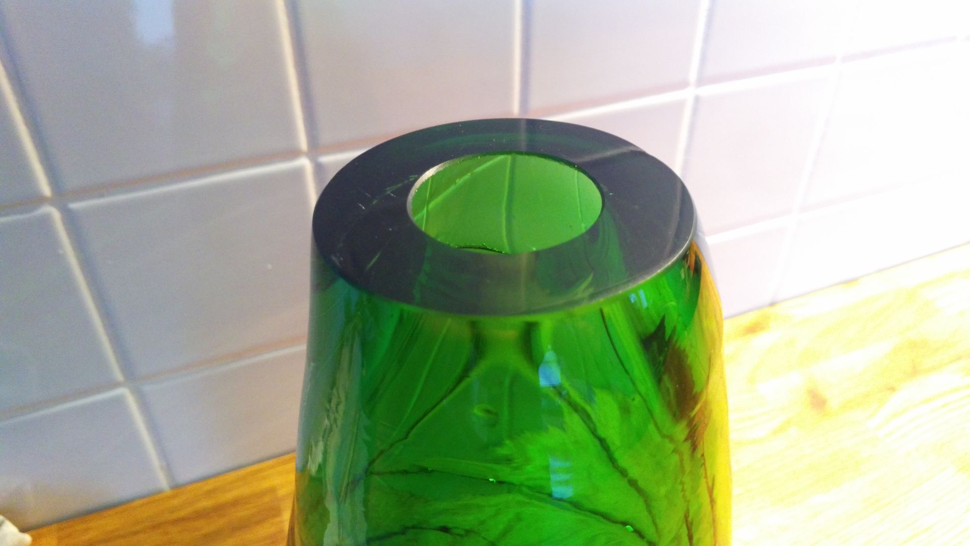 1970 s green glass vase