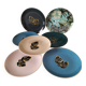 Set of 7 porcelain plates, gold foliage & jungle