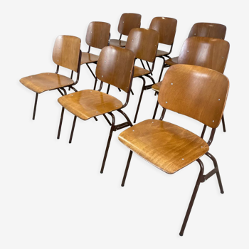 Lot 9 chaises école Marko Kwartet années 70 Pays-Bas