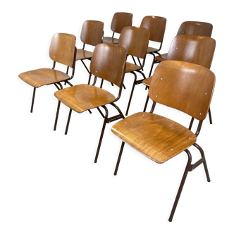 Lot 9 chairs school Marko Kwartet, 70s, Netherlands