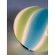 Lampe de table contemporaine sphère laiteuse, bleue et verte en verre de Murano