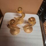 Set of 3 golden candlesticks created by Édouard Rambaud