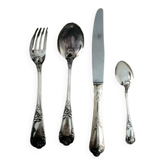 Box set for 4 Cailar Bayard silver-plated cutlery settings with hallmarks