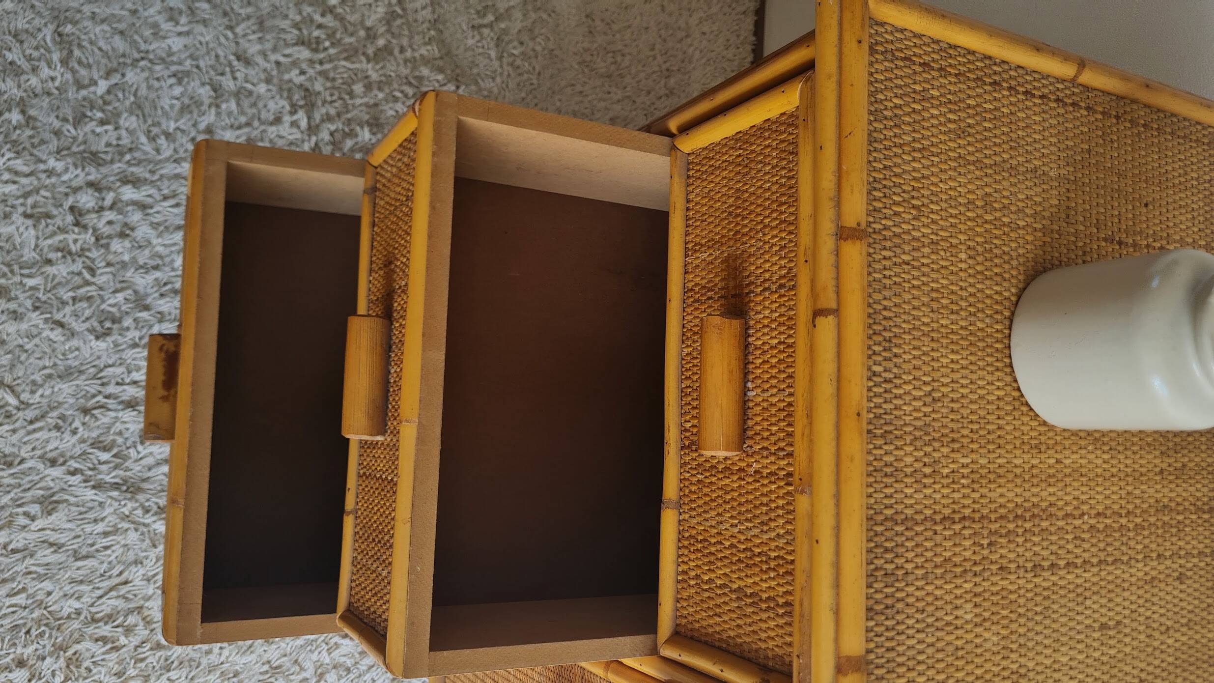 Vintage rattan chest of drawers