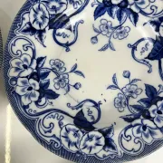 Set of 6 deep plates in ironstone "Flora" – Creil et Montereau, 19th century, blue