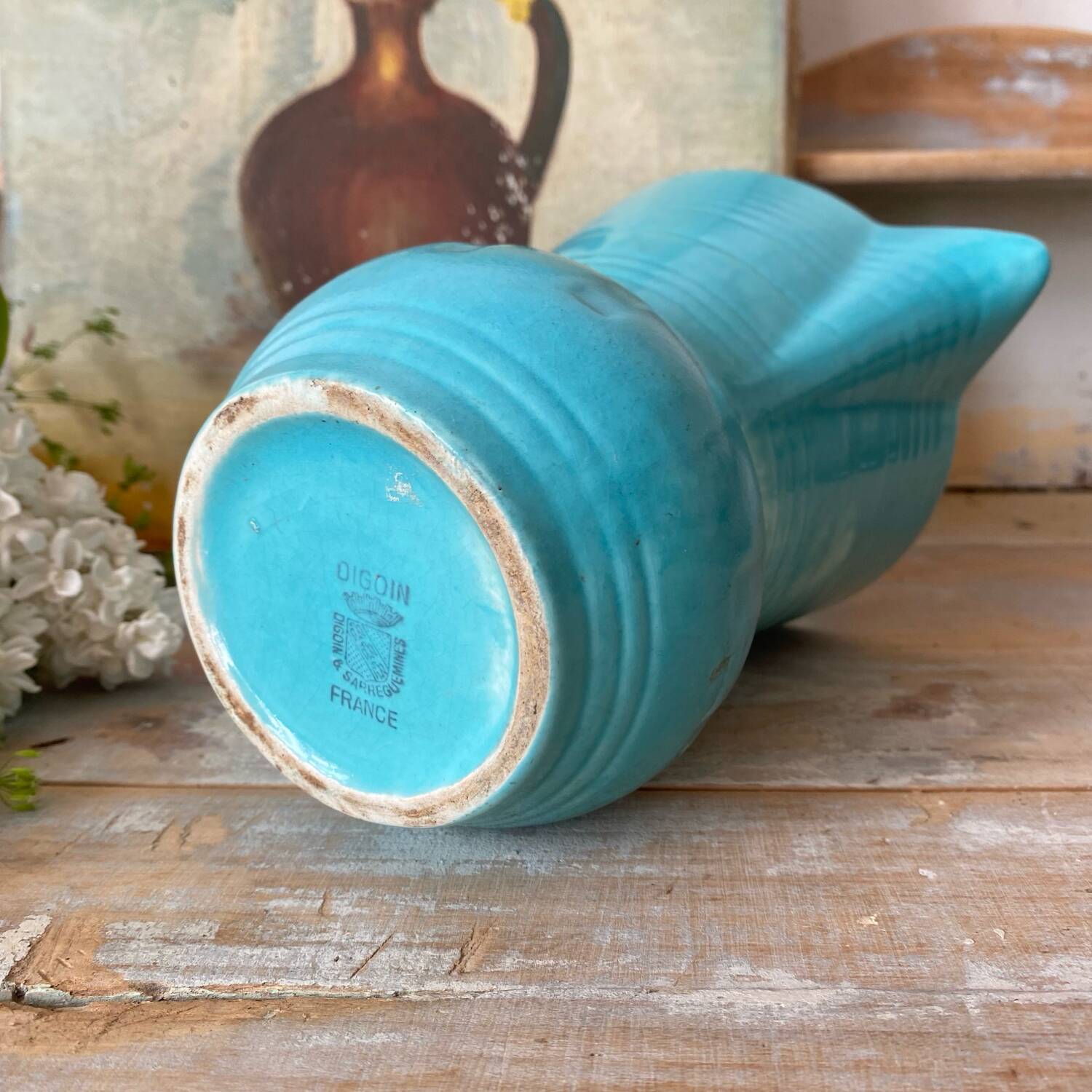Turquoise Pichet Digoin from the 1950s