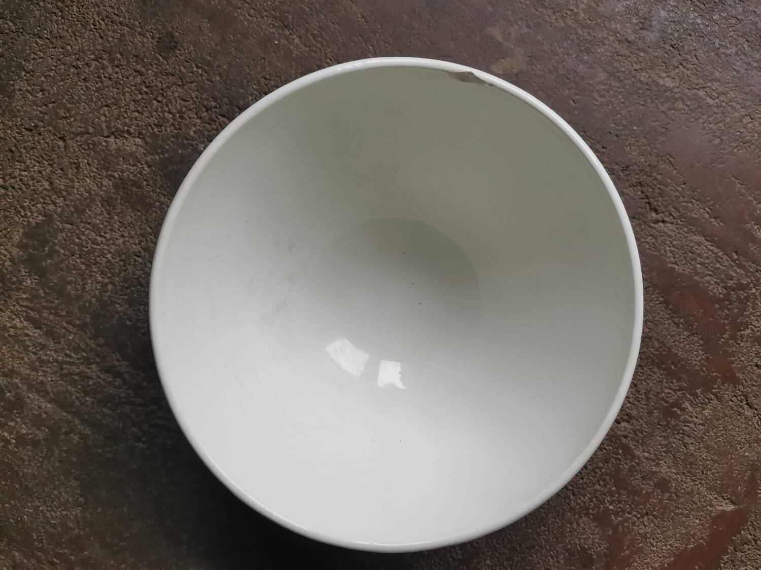 Large vintage fluted bowl with blue flower pattern