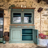 Buffet deux corps bleu vert chêne